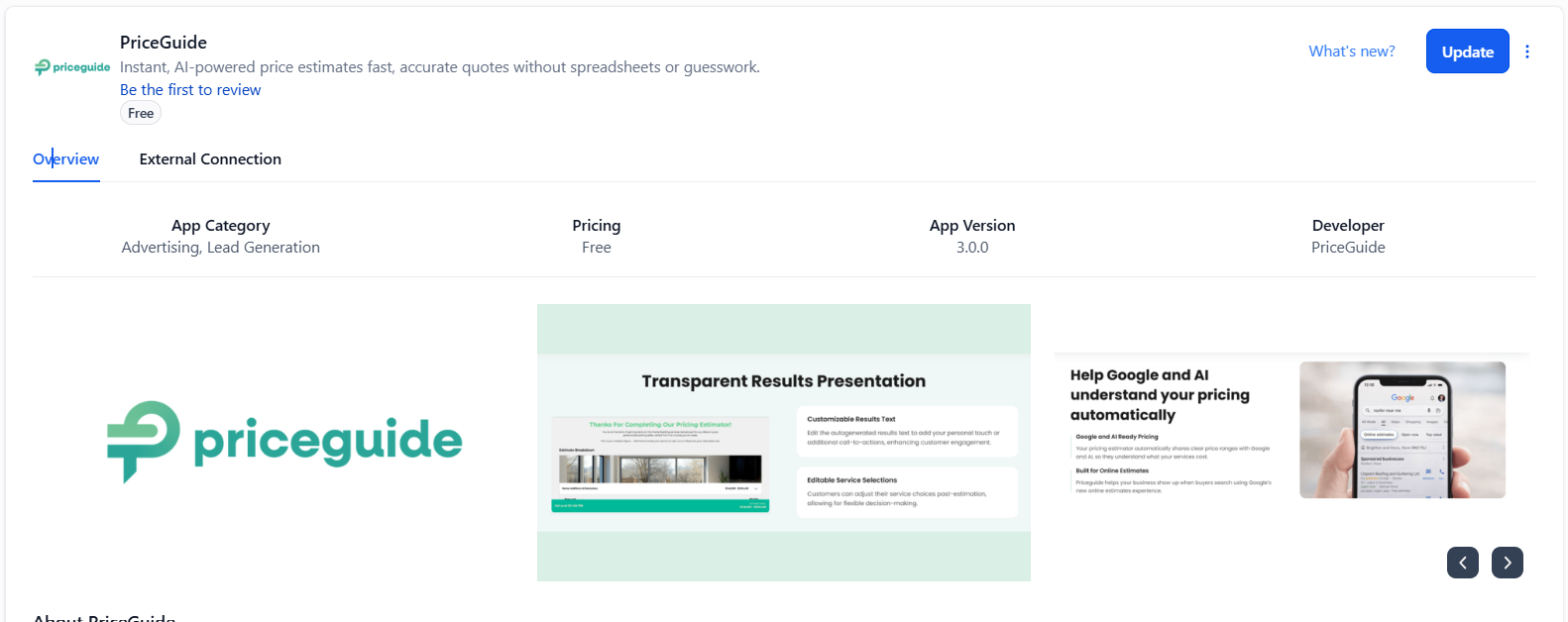 PriceGuide x GHL Marketplace Integration