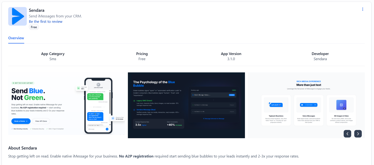 Sendara: Native iMessage & Calling Integration for GHL